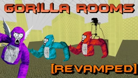 The Gorilla Rooms custom map arena and gameplay preview for Gorilla Tag
